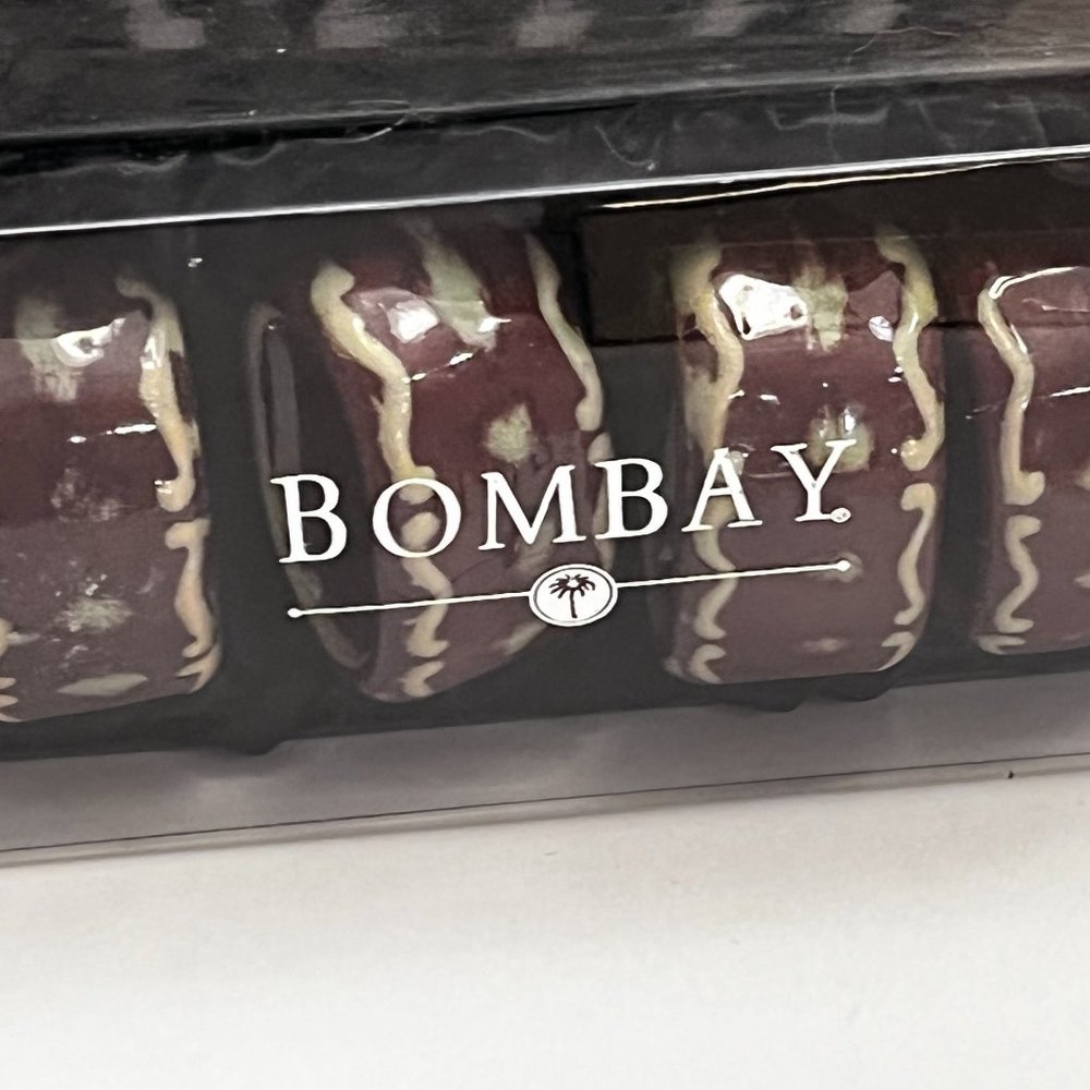 BOMBAY Napkin Rings Set of 4 in Oxblood - Dark Red - Ceramic